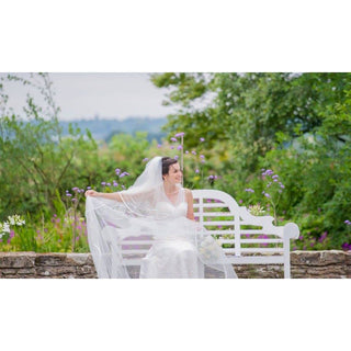 Minimalistic elegant lace gown with embroidery