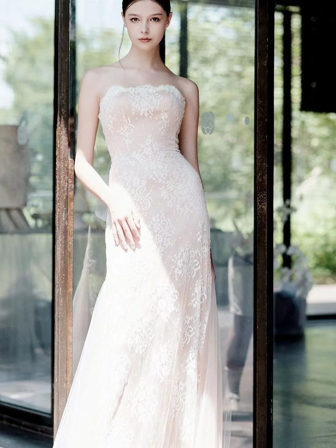 Custom Made Sheath Slim A-line Wedding Dress 