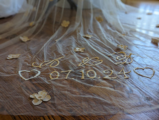 Custom Handcrafted Silk Flower Wedding Veil with Embroidery