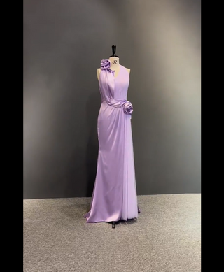 Custom Lavender Column Chiffon Satin Mother of the Bride/Groom Dress