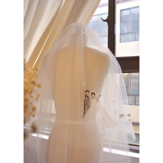 Custom Embroidered Wedding Veil with Personalized Photo