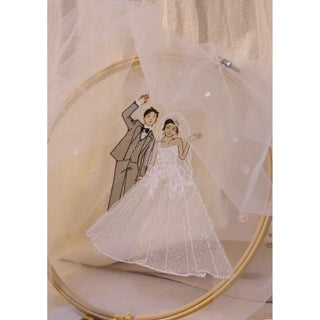 Custom Embroidered Wedding Veil with Personalized Photo