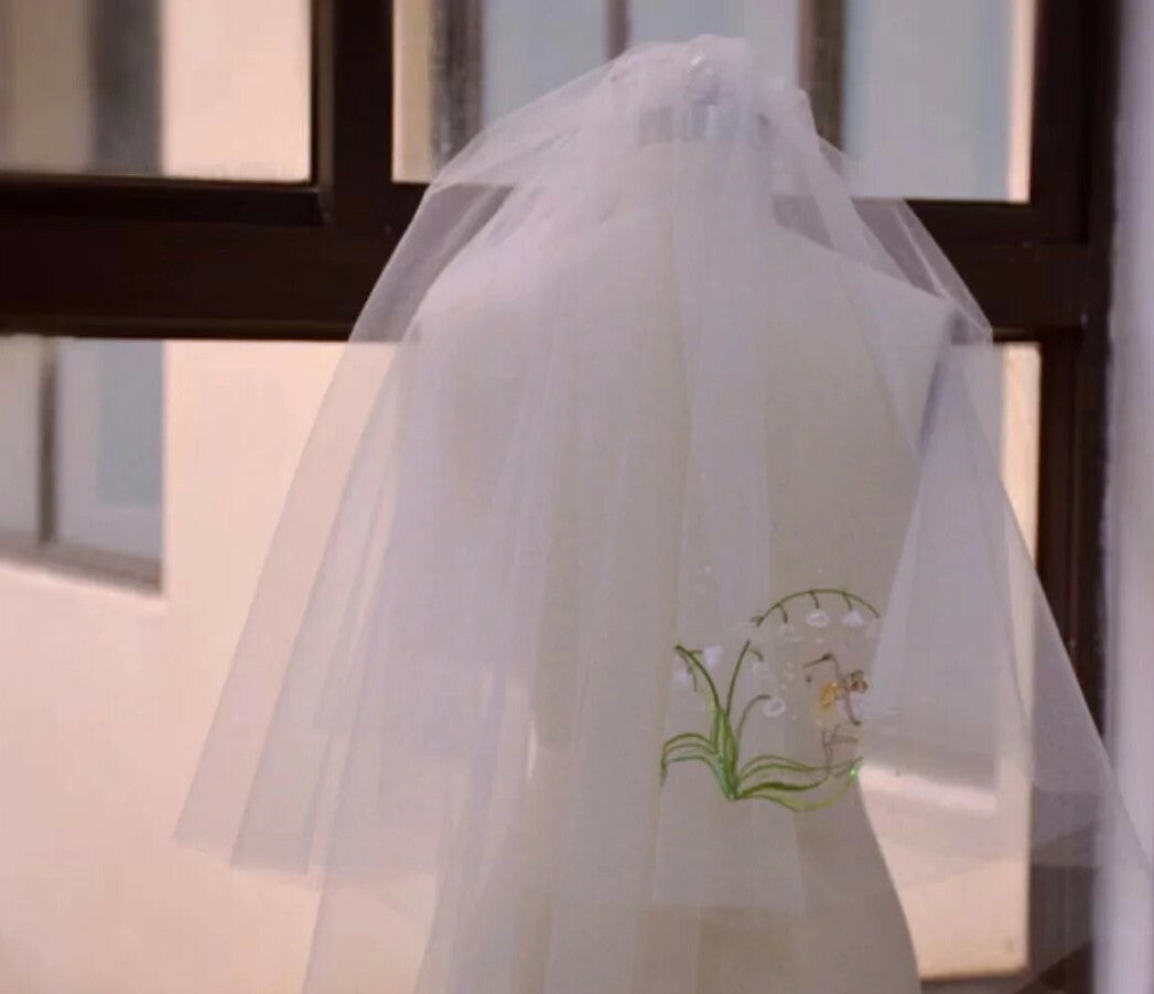 Custom Embroidered Wedding Veil with Personalized Photo
