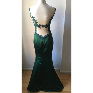 Emerald Mermaid Gown Floral Back 