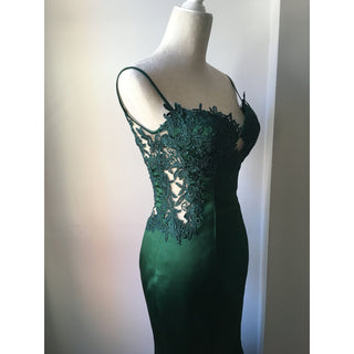 Mermaid Embroidery Emerald Gown Side 