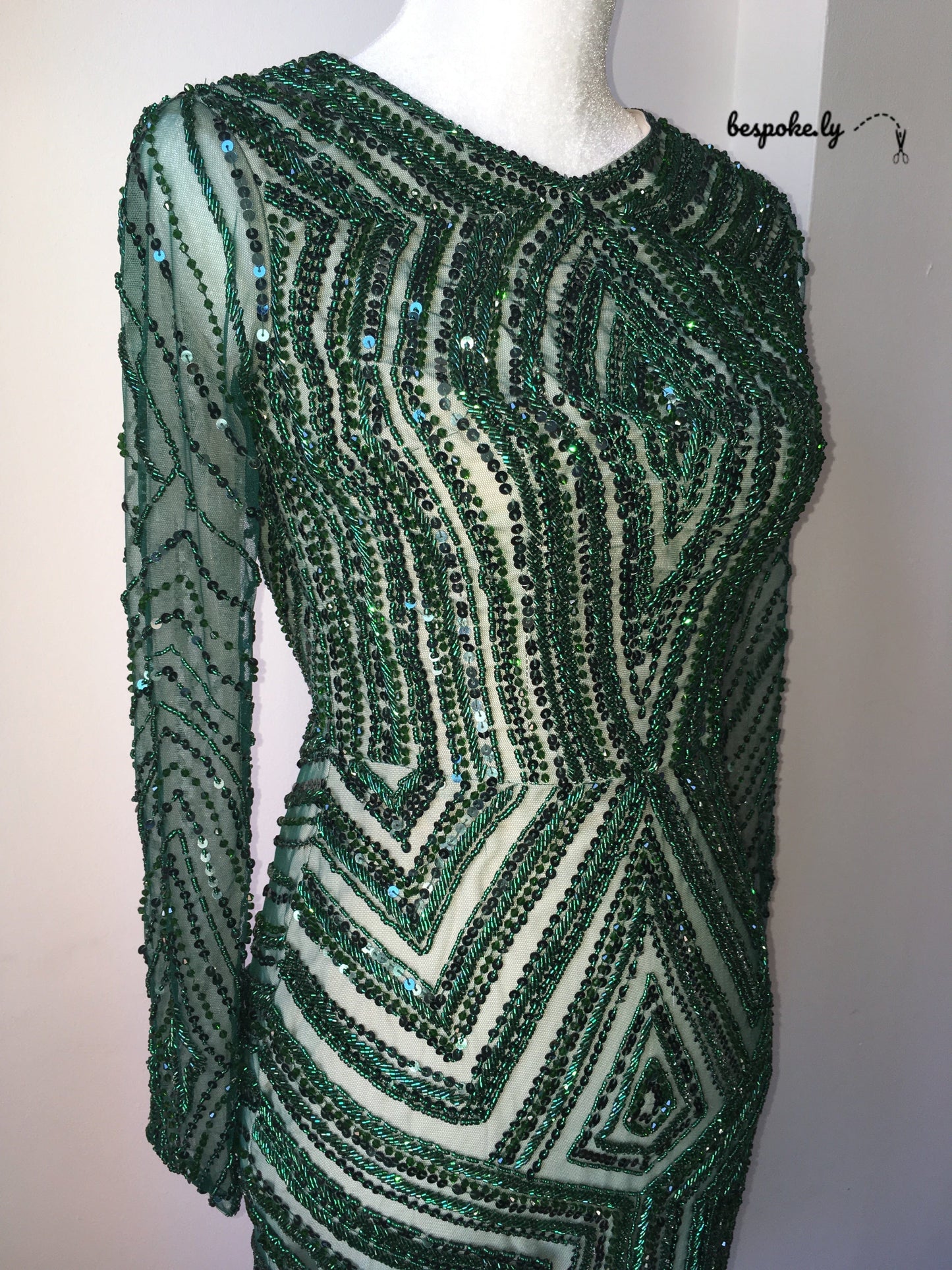 Custom Green Beaded Cocktail Dress