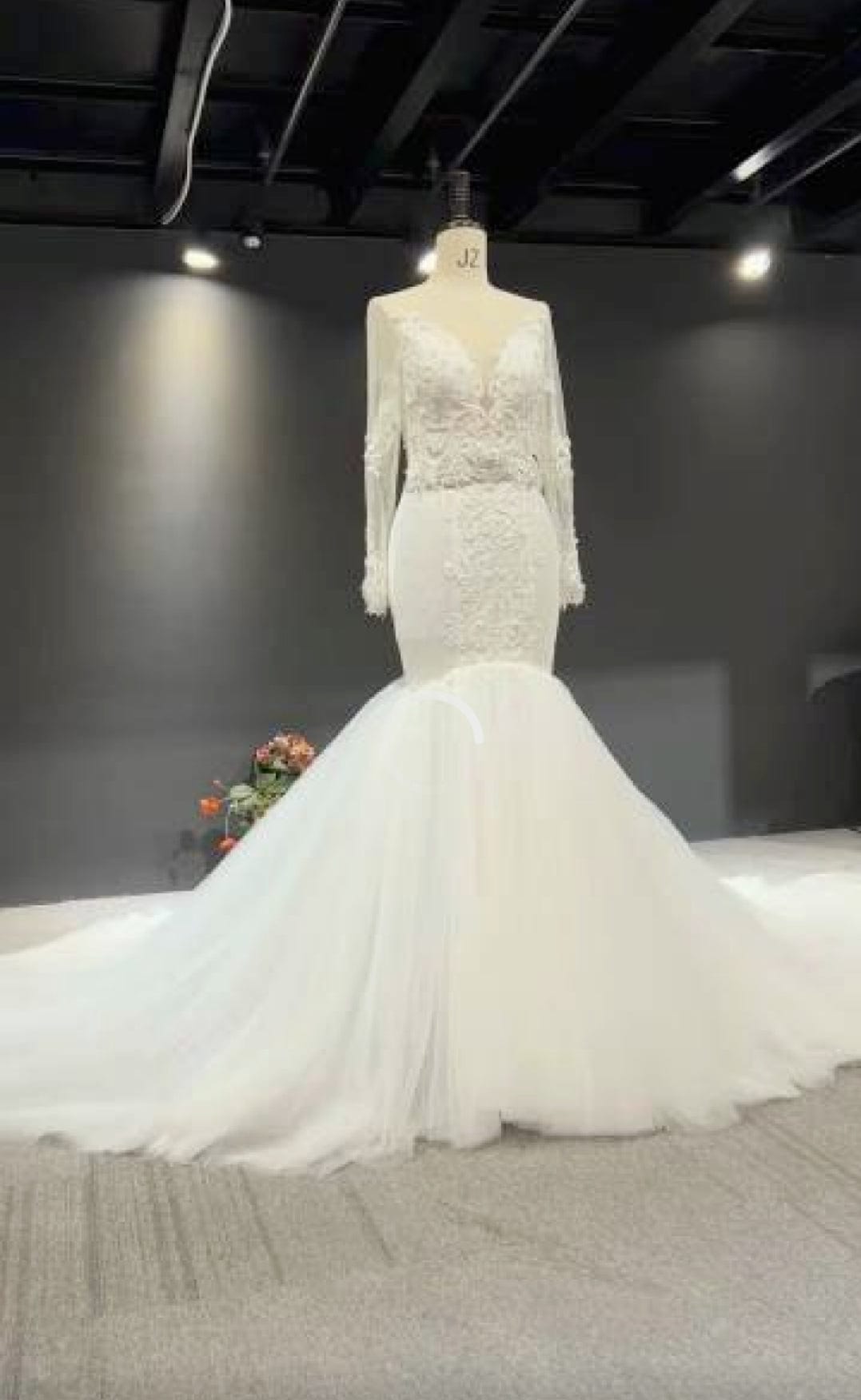 Lace mermaid long sleeve wedding dress